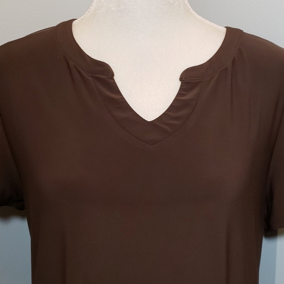 Cato Asymmetrical Hem Tunic Top M Brown VGUC - Picture 2 of 8